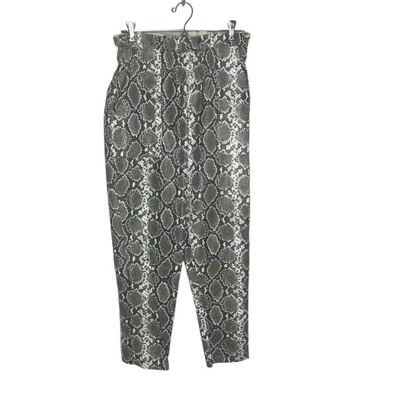 ASOS Women's Size 6 Tapered Pants Faux Leather Snake Print Pockets Elastic Waist - Picture 2 of 9